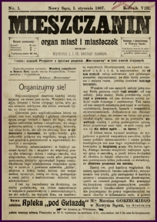 Mieszczanin : organ miast i miasteczek. 1907, R.8, nr 01