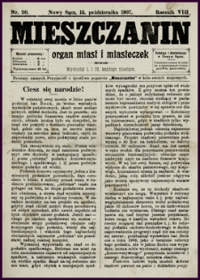 Mieszczanin : organ miast i miasteczek. 1907, R.8, nr 20
