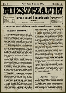 Mieszczanin : organ miast i miasteczek. 1908, R.9, nr 05