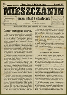 Mieszczanin : organ miast i miasteczek. 1908, R.9, nr 07