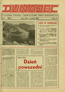 Dunajec : tygodnik Polskiej Zjednoczonej Partii Robotniczej. 1980, R.1, nr 08